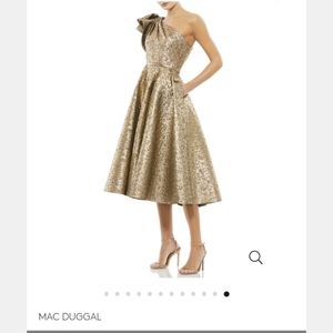 Mac Duggal Antique Bronze Midi Cocktail Dress